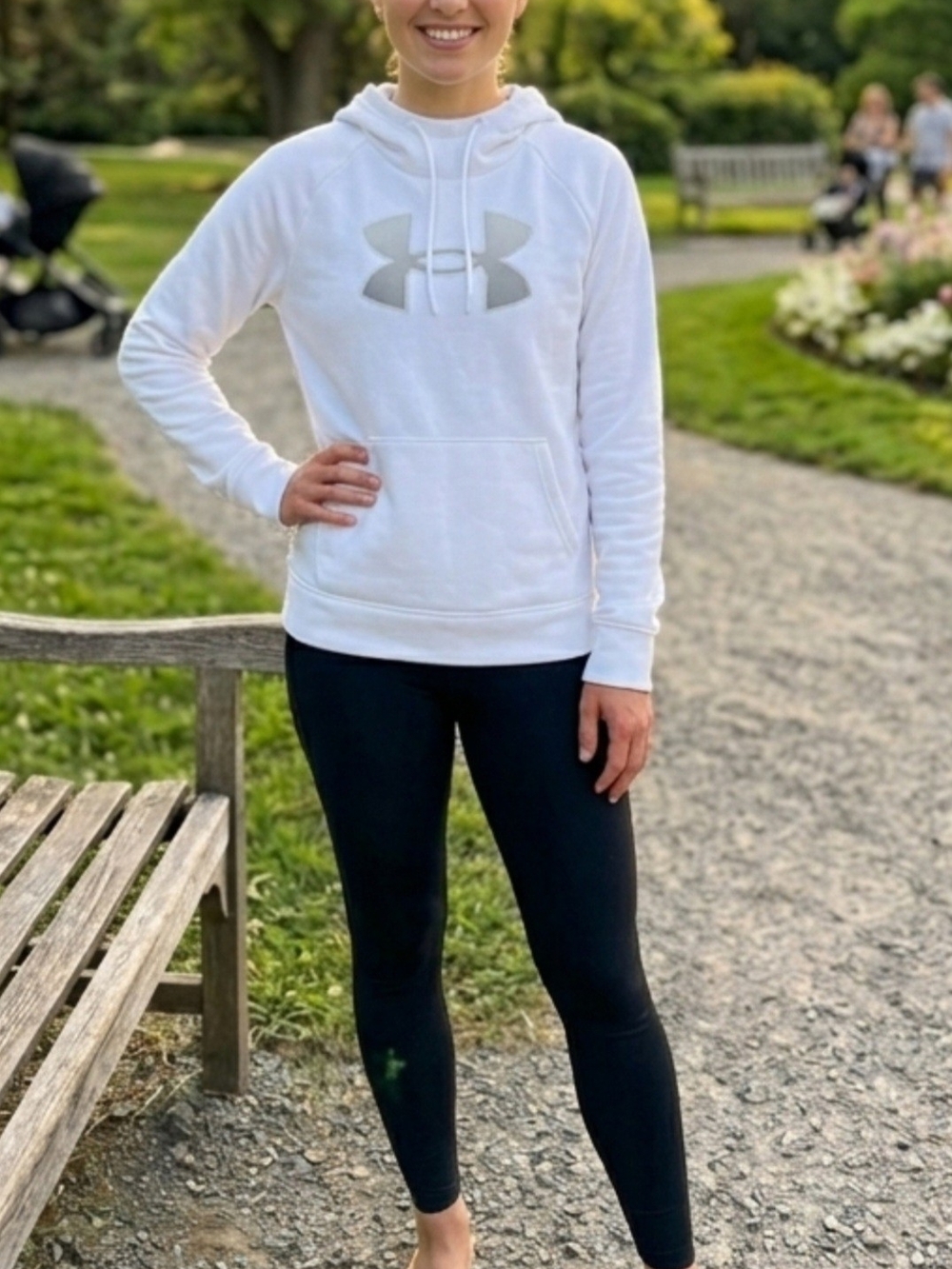 Under Armour White Pullover Hoodie with Gray Logo